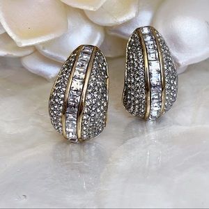 Vintage CZ Costume Clip On Earrings Wedding